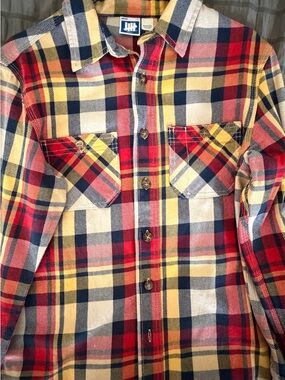 Undefeated Men's Red Yellow Navy Plaid Button-Down Shirt